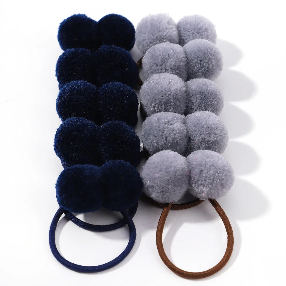 10Pcs/lot Grosgrain Ribbon Pigtail Hair Bows Elastic Hair Ties Hair Bands Holders Girl close-up view
