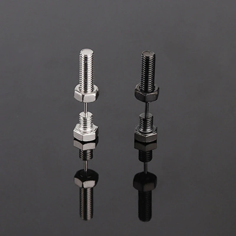 2pc New Gothic Unisex Punk Rock Stainless Steel Nail Screw Piercing Stud Earrings Nov alternate view