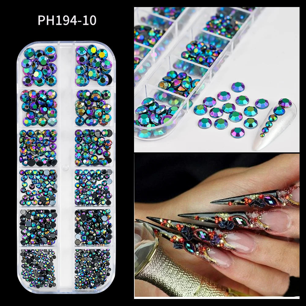 12Grids Pink Mixed Nail Rhinestones Luxury Nail Charms Glitter Crystal Jewelry Gems N alternate view