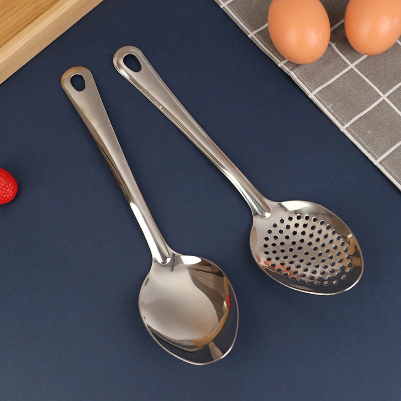 Stainless Steel Strainer Spoon | Perforated Colander Spoon for Kitchen Cooking close-up view