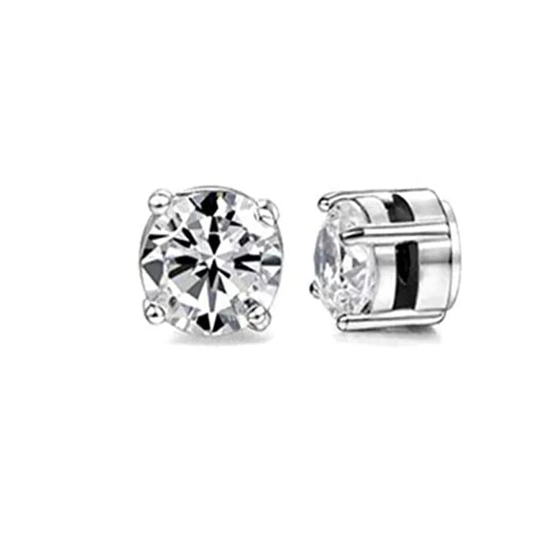 2Pcs Crystal Strong Magnetic Ear Stud Clip Earrings for Men and Women, Punk Round Zir alternate view