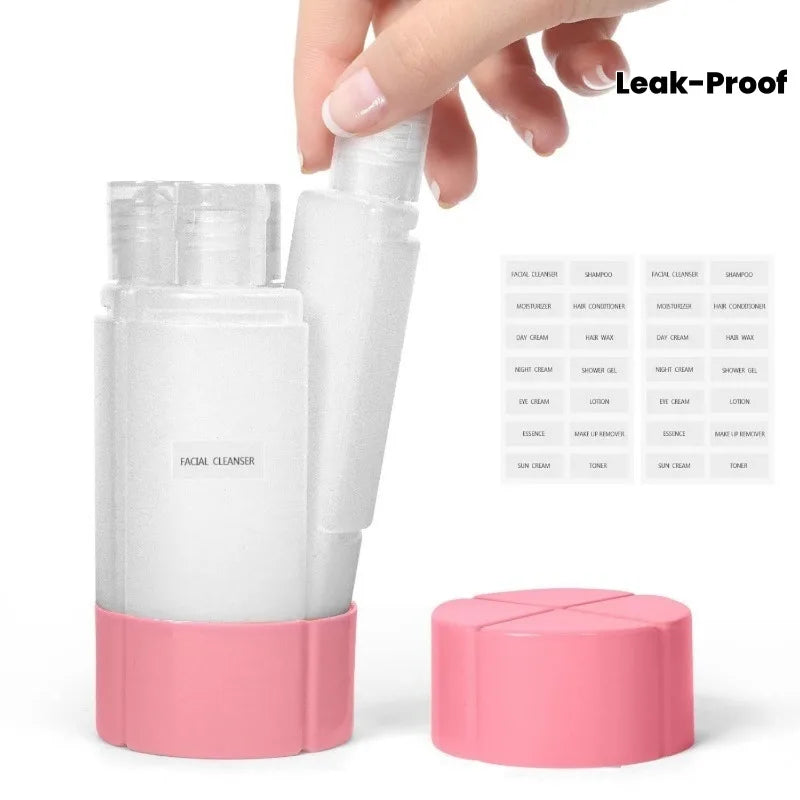 4-in-1 Leak-Proof Bottle 4 * 60ml for Travel Gym Camping Carry-On Travel Size Toiletries Shampoo Lot