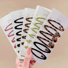 6pcs/pack Geometric Leopard Solid Snap Hairpins Fashion Alloy Bobby Pins Water-drop O alternate view