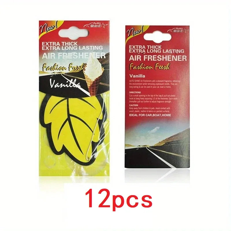 3-60pcs Car Air Freshener Natural Scented Tea Paper Auto Hanging Vanilla Perfume Frag alternate view
