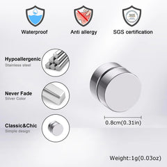 Vnox Magnetic Clip Earrings Non Piercing, Hip Hop Zircon Studs for Men Women, Fashion alternate view