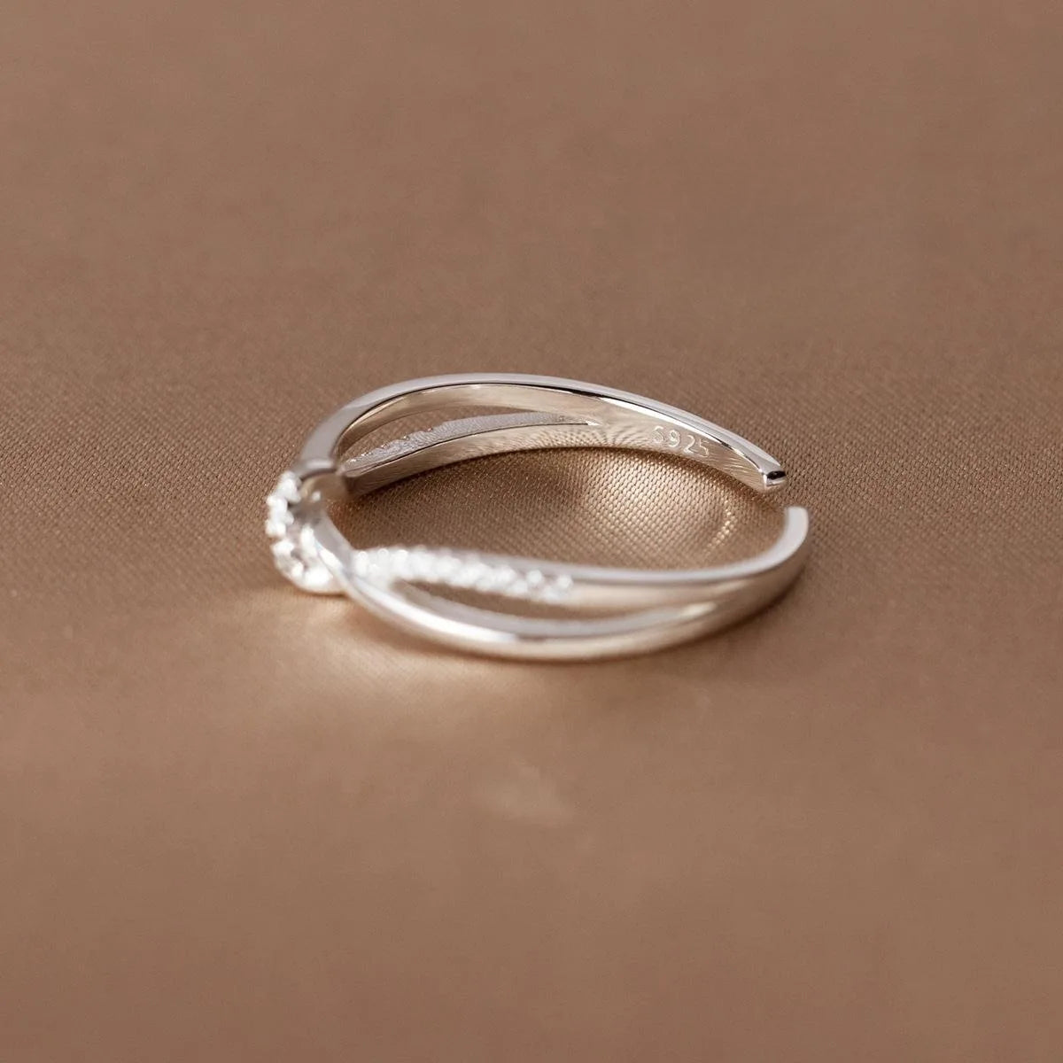 925 Sterling Silver Cross Knotting Zircon Ring | Women's Wedding Cocktail Jewelry lifestyle view