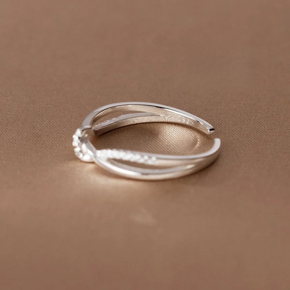 925 Sterling Silver Cross Knotting Zircon Ring | Women's Wedding Cocktail Jewelry lifestyle view