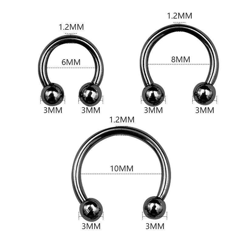 6PCS/Set Metal Horseshoe Fake Nose Ring C Clip BCR Septum Lip Stainless Steel Piercin alternate view