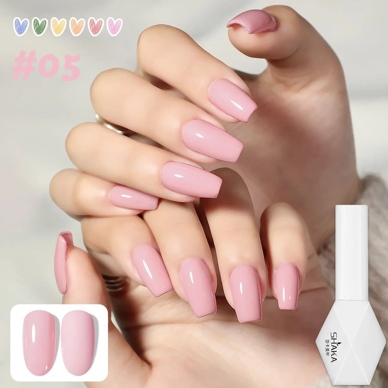 1-6pcs SHAKA Spring Ice Skin Naked Pink Gel Nail Polish 2026 New Style Versatile An additional angle