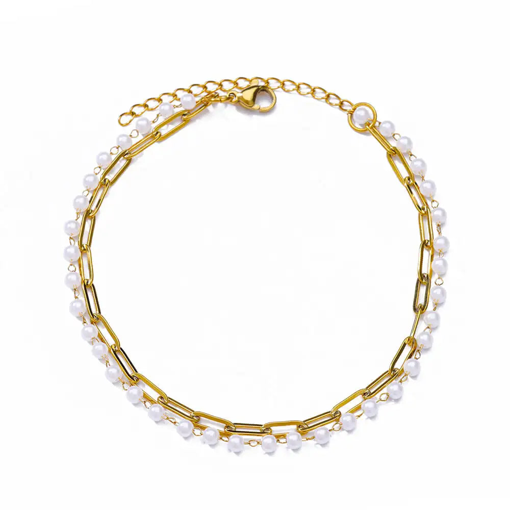 Colorful Boho Drops Anklets For Women Gold Color Stainless Steel Geometric Anklet Lux lifestyle view