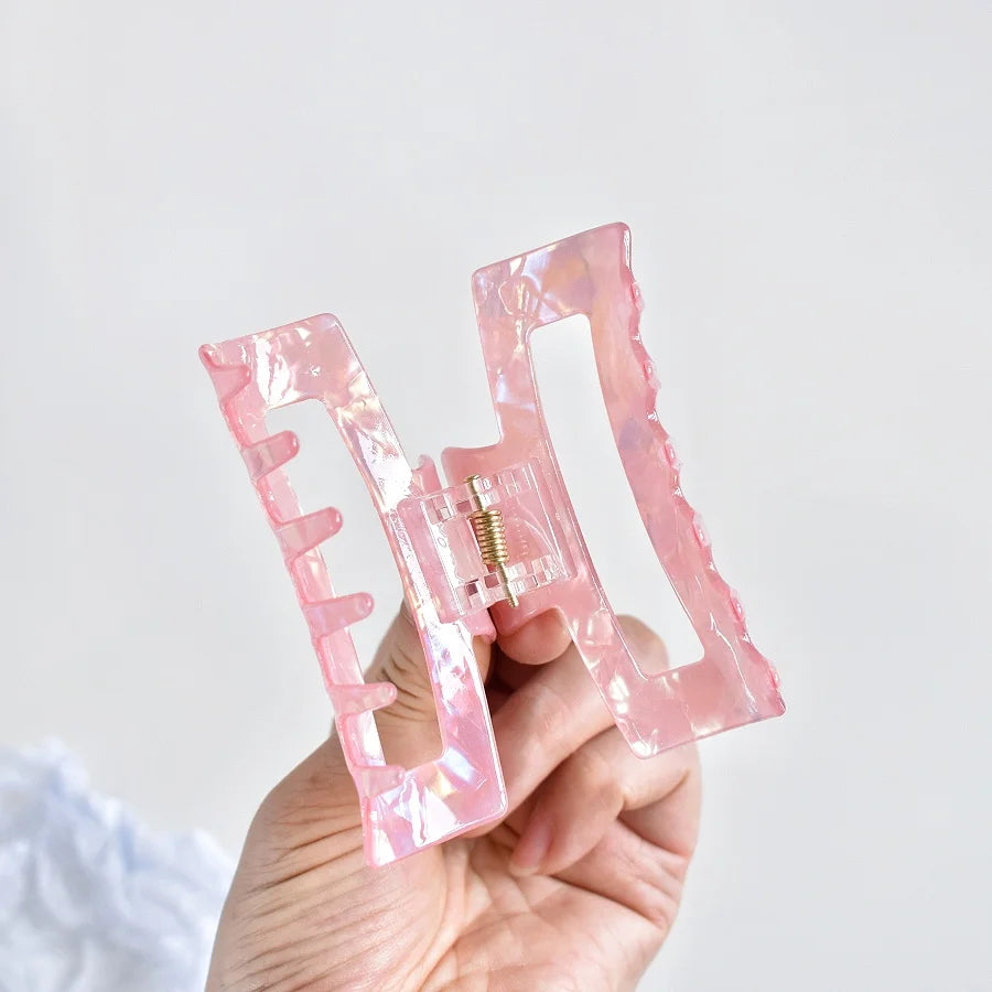 1 Set of Women's Acetic Acid Pearl Rectangular Hair Claw Suitable for All Kinds of additional angle
