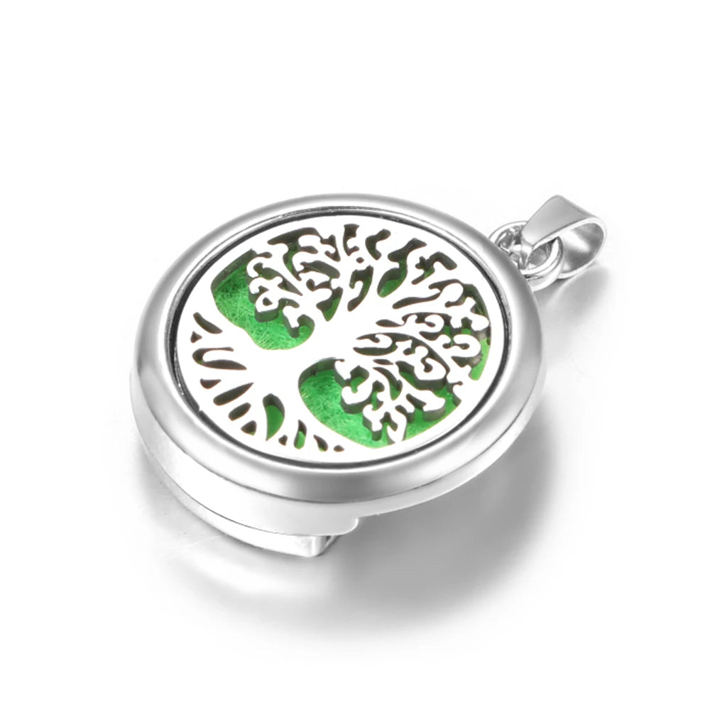 20mm Pattern Insert Perfume Pad Locket Necklace | Stainless Steel Aromatherapy Pendan alternate view