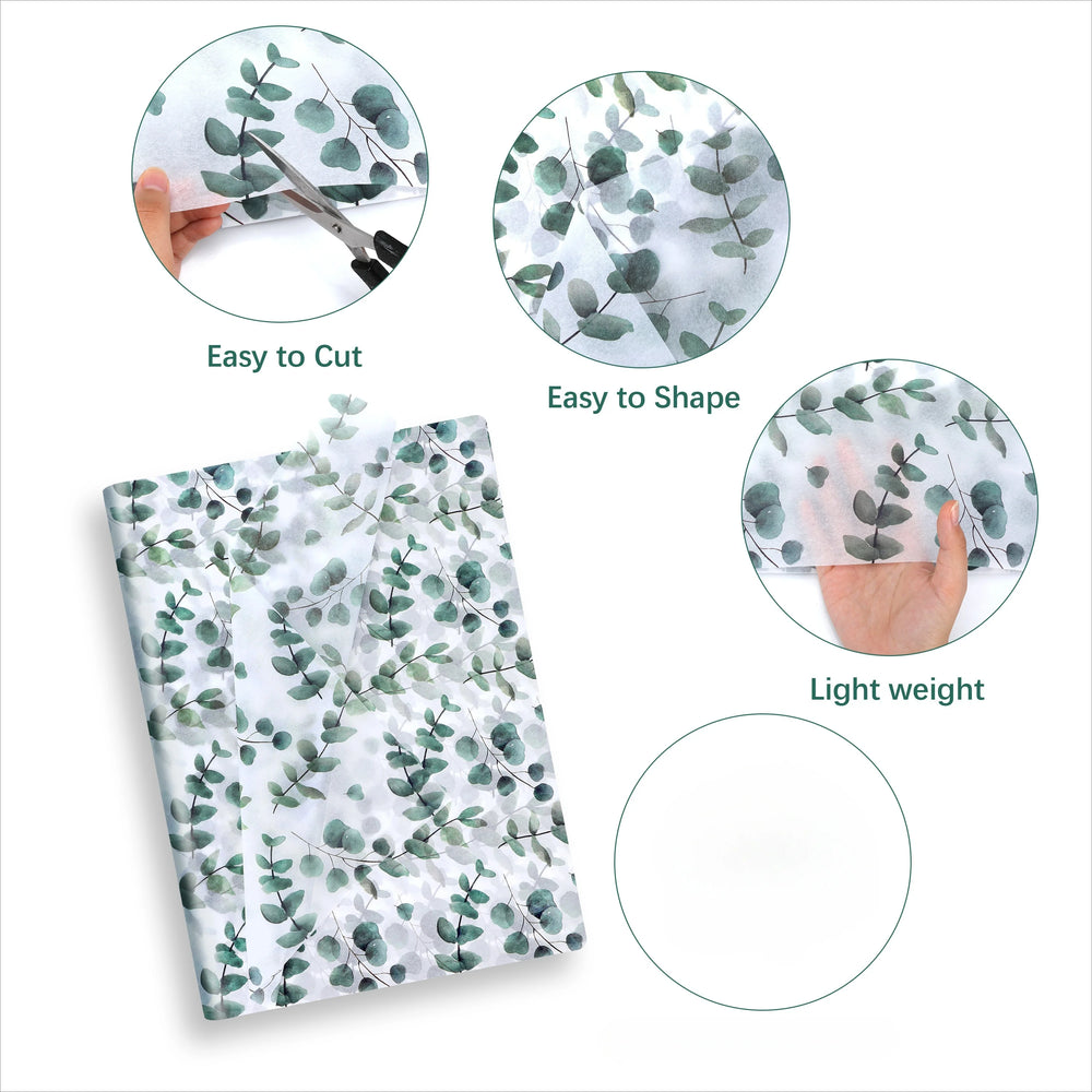 50/20sheets Eucalyptus & Snow Pear Tissue Paper - For Christmas Wrapping Paper Gift Wr close-up view