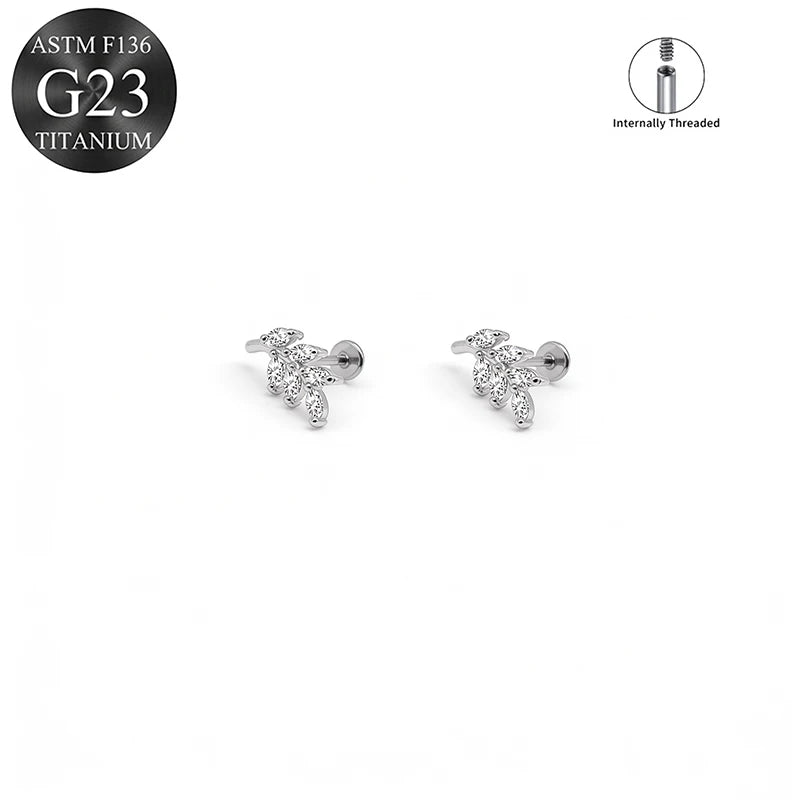 EVISPOL ASTM F136 G23 Titanium Tiny CZ Labret Lip Stud Earring for Women 16G Heart Carti detail view