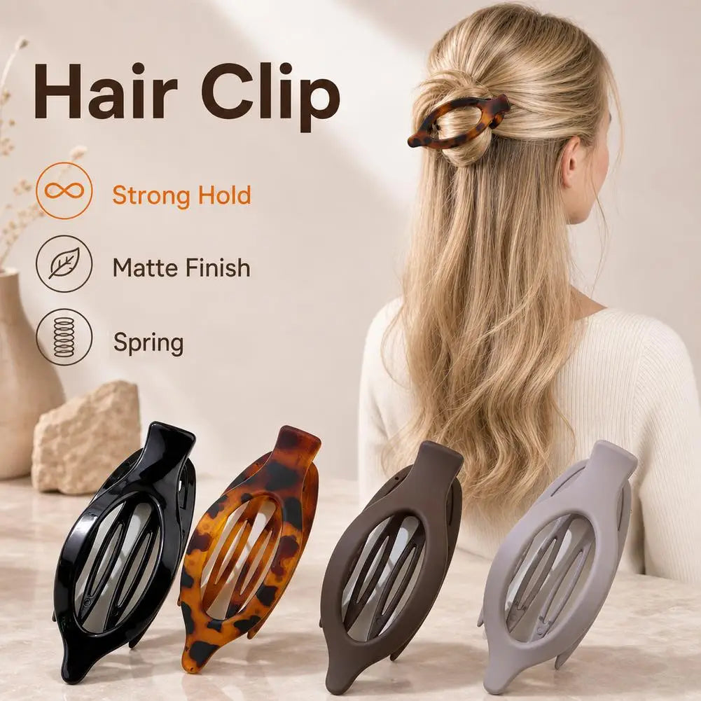 Grote Plastic Haarklauw Clip Matte Kleur Haarklemmen Grip Holte Ovale Geometrische Barre detail view
