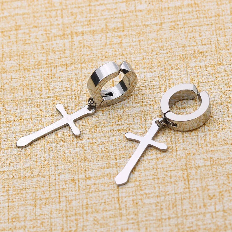 1/6 pairs No Piercing Earrings Titanium Steel Clip-on Fake Earring Round Ear Clip F additional angle