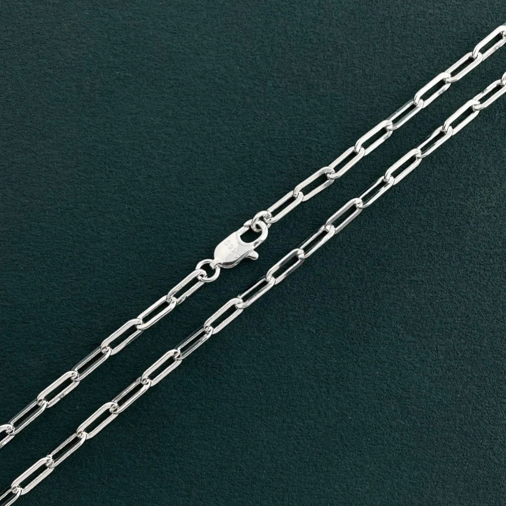 45-60cm Wholesale 925 Sterling Silver 3mm Wide Paper Clip Necklace for Boys Girls Women detail view