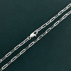 45-60cm Wholesale 925 Sterling Silver 3mm Wide Paper Clip Necklace for Boys Girls Women detail view