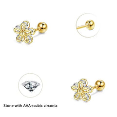Heart Stud Earrings for Women | Hypoallergenic Screw Back Piercing Jewelry detail view