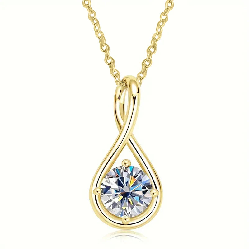 Huitan Women Pendant Necklace Inlaid Shiny Cubic Zirconia Silver Color/Gold Color Wedd close-up view