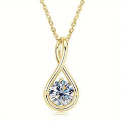 Huitan Women Pendant Necklace Inlaid Shiny Cubic Zirconia Silver Color/Gold Color Wedd close-up view