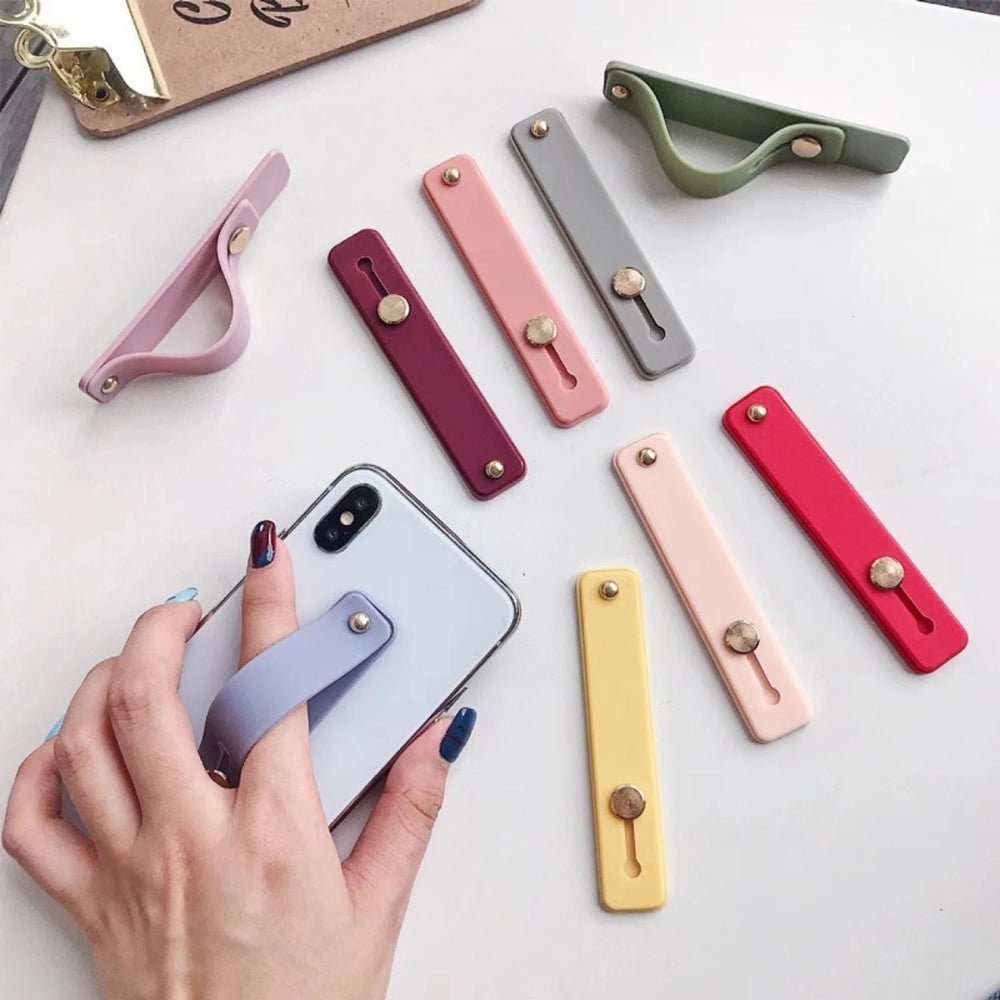 Phone Holder Finger Handle Strap Push Pull Grip Bracket Wrist Band Holder Kickstand Fi close-up view