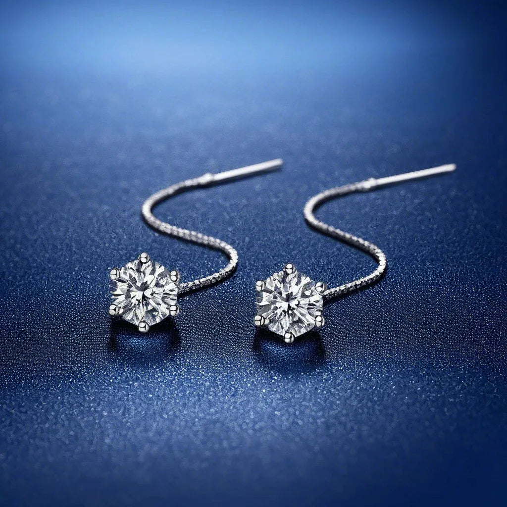 New 925 Sterling Silver Moissanite Earrings for Women Exquisite Girlfriend Wedding Engagement Jewelr