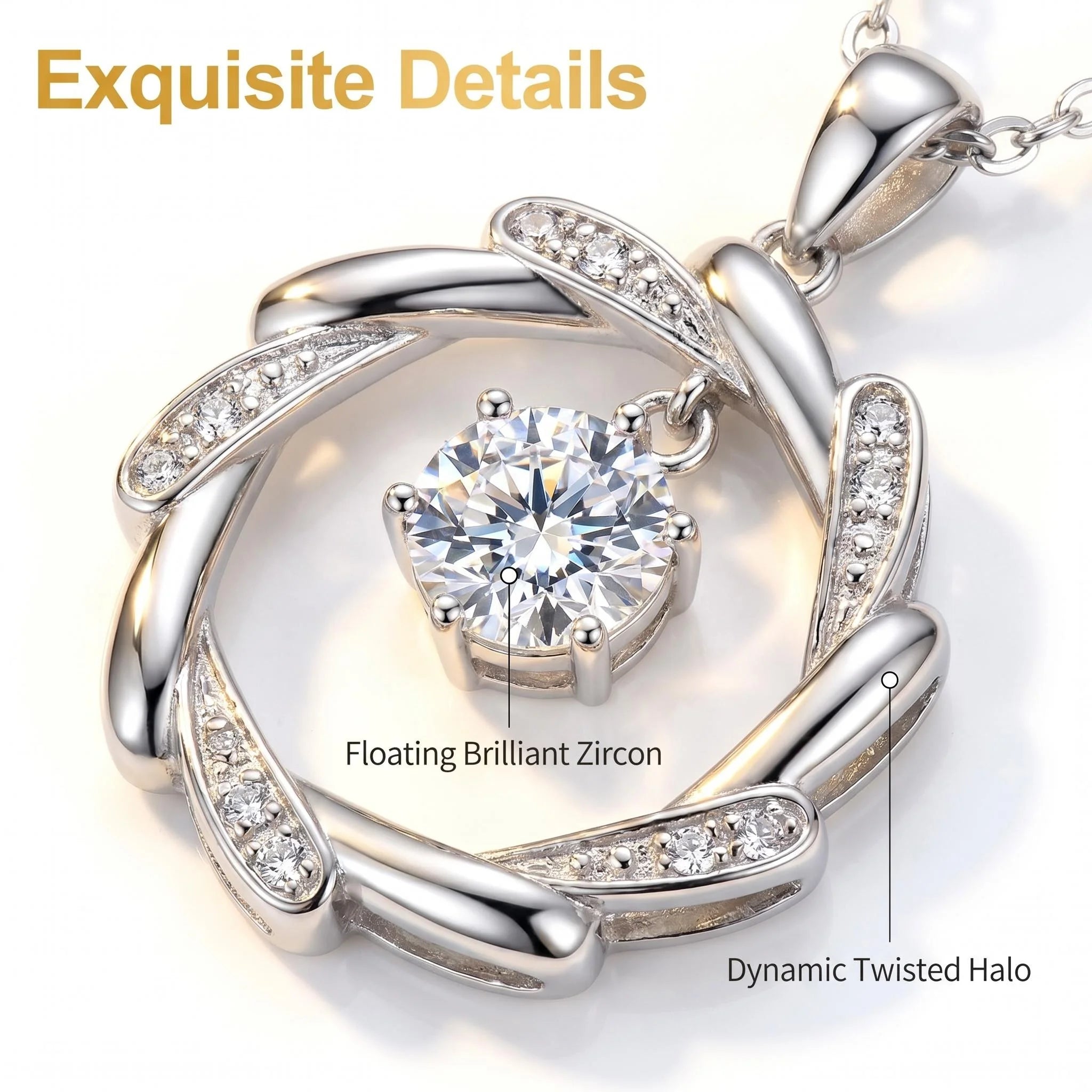 925 Silver Necklace Pendant Shining Zircon for Women Wedding Sterling Silver Jewelry Engagement Char