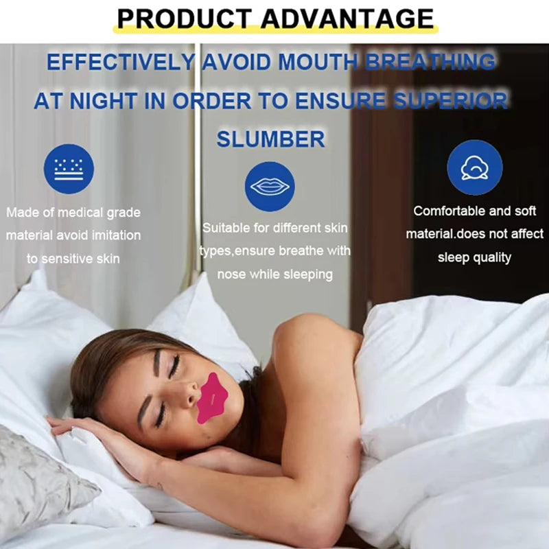 30 Pcs Pink Mouth Tape for Sleep Apnea and Snoring | Gentle Sleep Aid Strips lifestyle view