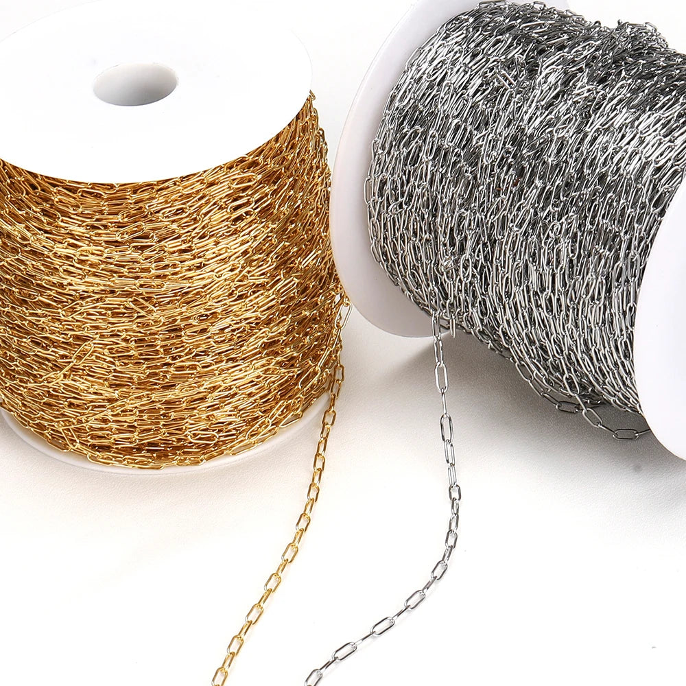 2Meters Stainless Steel Link Cable Gold Chains for DIY Jewelry Making Rolo Chain Bead alternate view