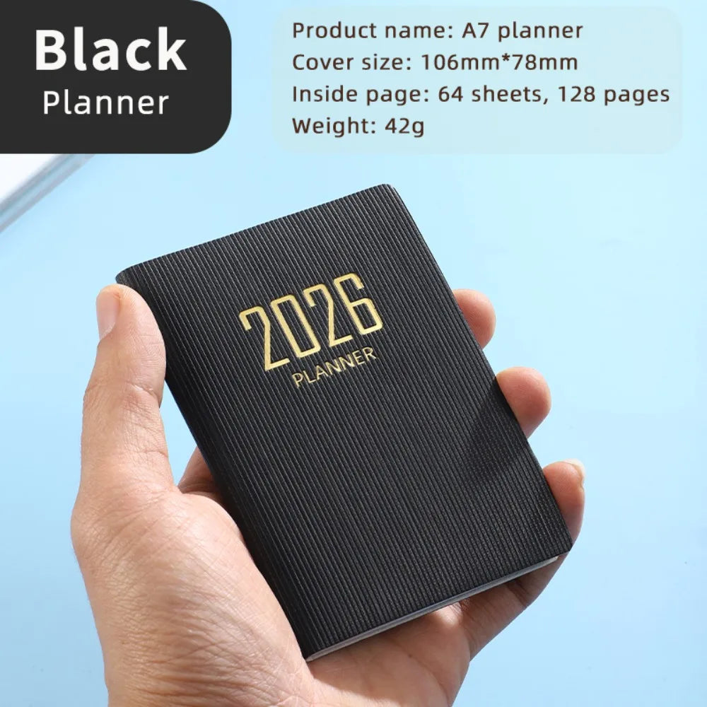 Portable A7 2026 Agenda Book – Pocket Weekly Planner with Calendar