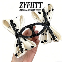 1/2pcs ZYFHTT Classic Black White Polka Dot Bow Hair Clip Claw for Women Elegant Shark Clip Fashion Girl Ponytail Hair Clamp