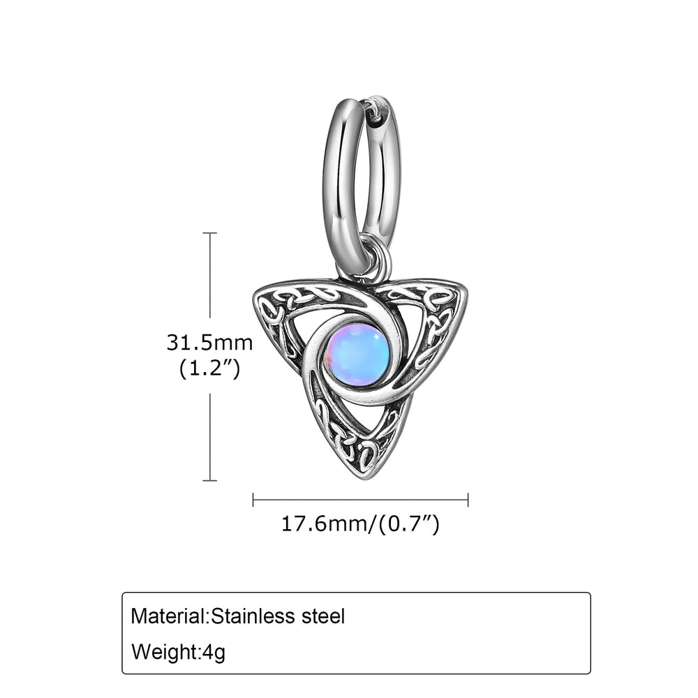 Moonstone Stainless Steel Hoop Earrings for Men | Waterproof Hip Hop Jewelry Gift close-up view