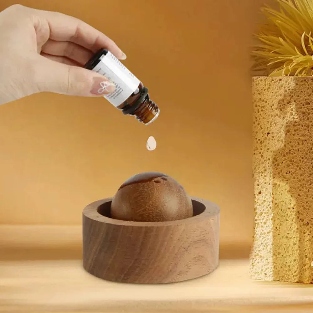 Solid Wood Essential Oil Diffuser Sphere | Natural Aromatherapy Accessory additional angle