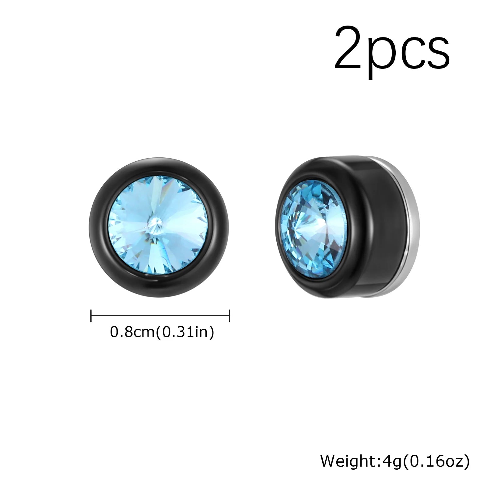Magnetic Zircon Stud Earrings for Men,8mm Hypoallergenic Stainless Steel Non-Pierce additional angle