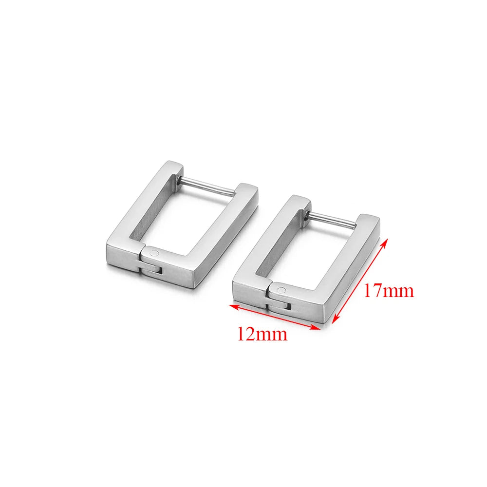 2pcs Geometric Stainless Steel Hoop Earrings | Trendy Daily Wear for Men Women close-up view