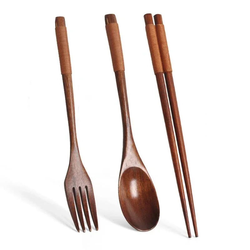 Spoon Fork Chopsticks Portable Cutlery Wooden Cutlery Set Travel Eco-friendly Cutle additional angle