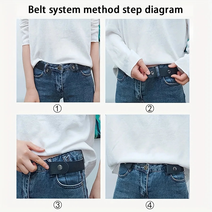Simple And Fashionable Women'S Belt Elastic Lazy Men'S Belt Woven Invisible And Seaml lifestyle view