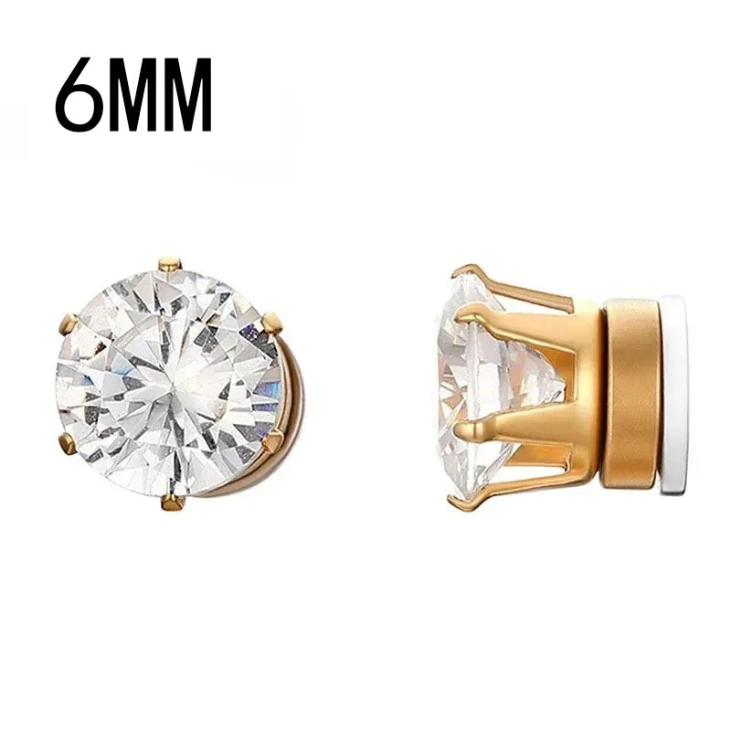 1Pairs Crystal Strong Magnetic Ear Stud Clip Earrings for Men Women, Punk Round Zirco lifestyle view