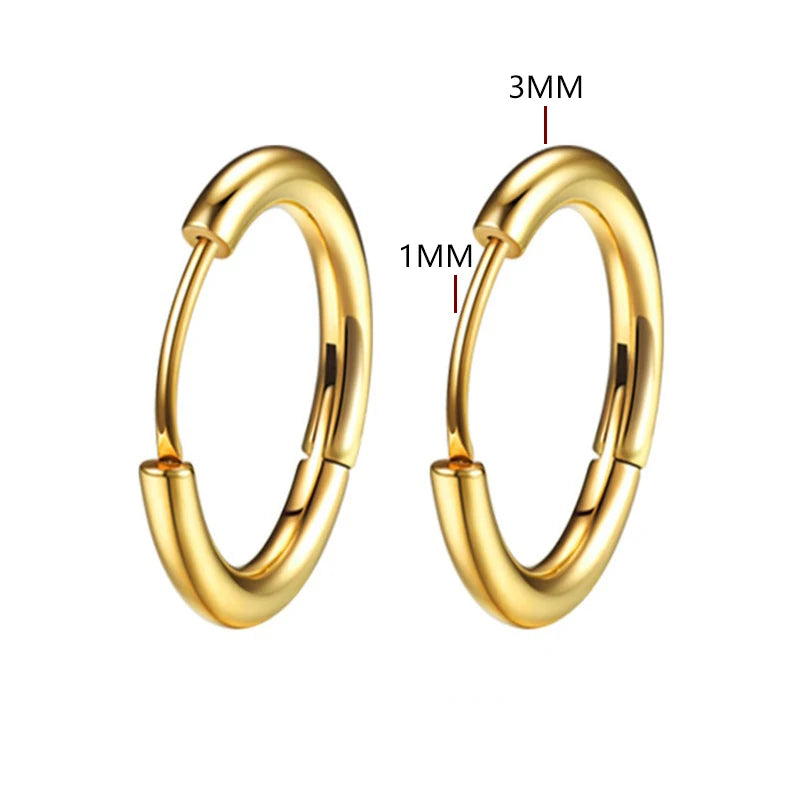 2pc Stainless Steel Small Hoop Earrings | Unisex Punk Hip Hop Huggie Earrings alternate view