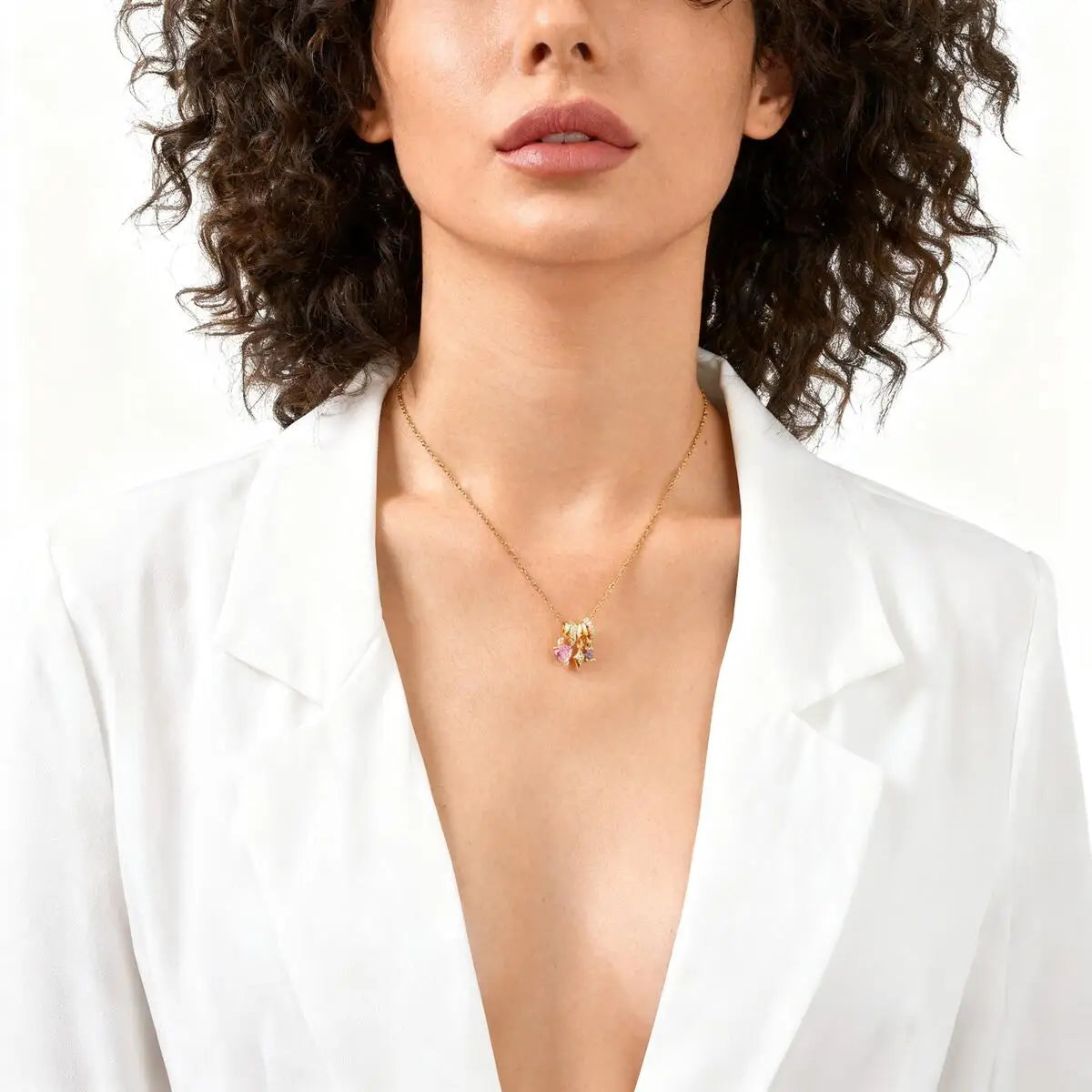 Charms Heart Pendant Necklace for Women, Golden Stainless Steel OT Toggle Necklace, Laye detail view