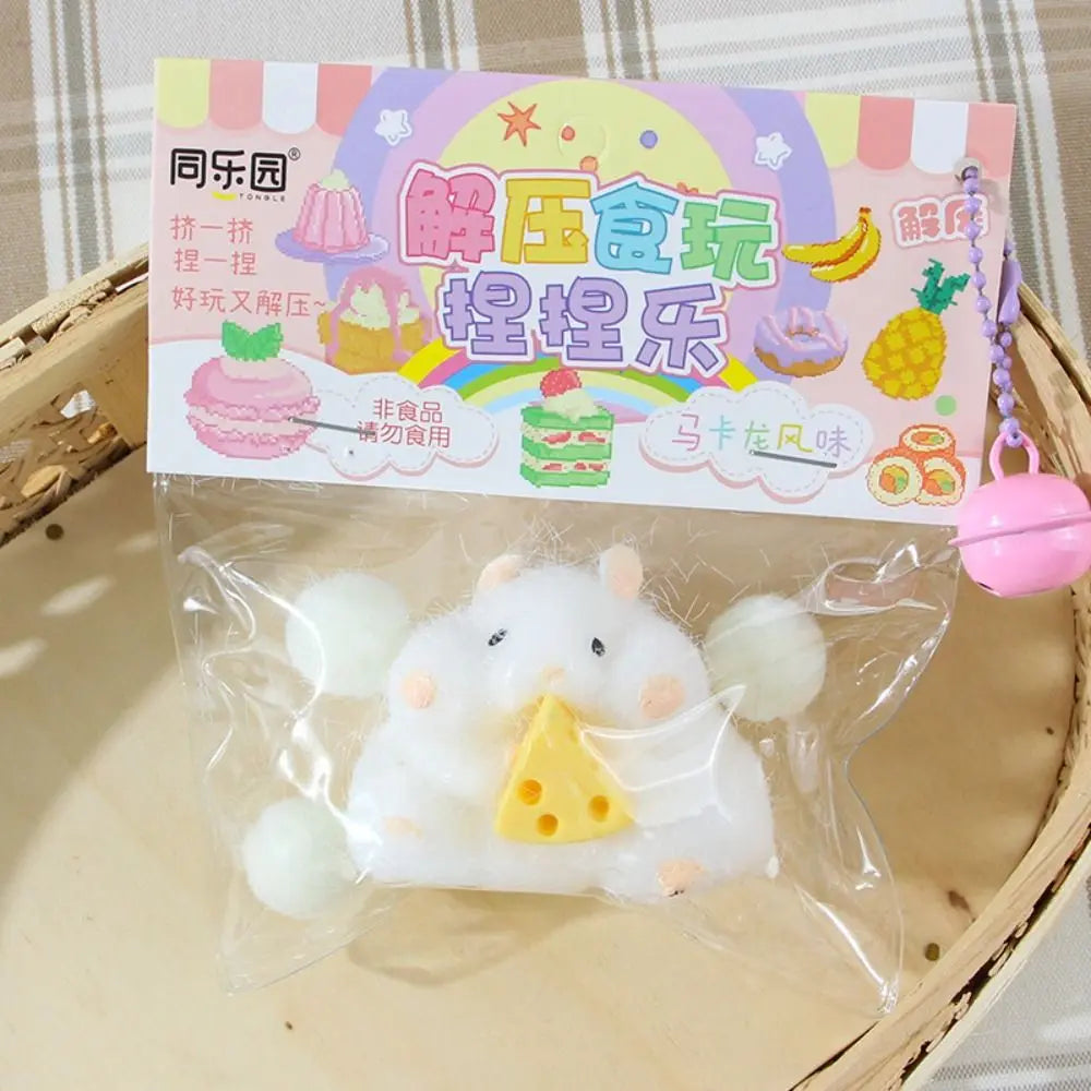 Lovely Hamster Squishy Toy Soft Mochi Squeeze Toy Fuzzy Cute Hamster Handmade Fidget Toy detail view