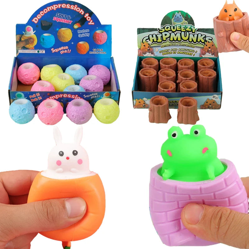 Funny Pop-Up Slow Rebound Squishy Cheese Mouse Cup Hand Antistress Reliever Squirrel Cup Toys for Ch