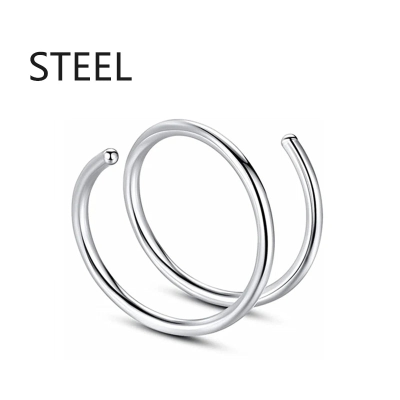 Stainless Steel Magnet Fake Nose Ring Hoop Fake Piercing Hoop Septum Rings For Women F close-up view