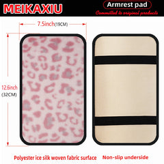 Artificial Rabbit Fur Leopard Print Car Armrest Pad alternate view