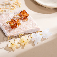 30mm Stainless Steel Double-layer Resin Flower Drop Earrings for Women Trending Jewel alternate view