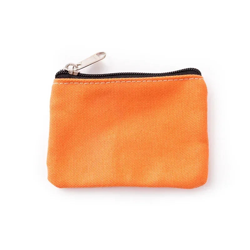 Solid Color Canvas Zipper Coin Purse | Mini Money Pouch for Women Men close-up view