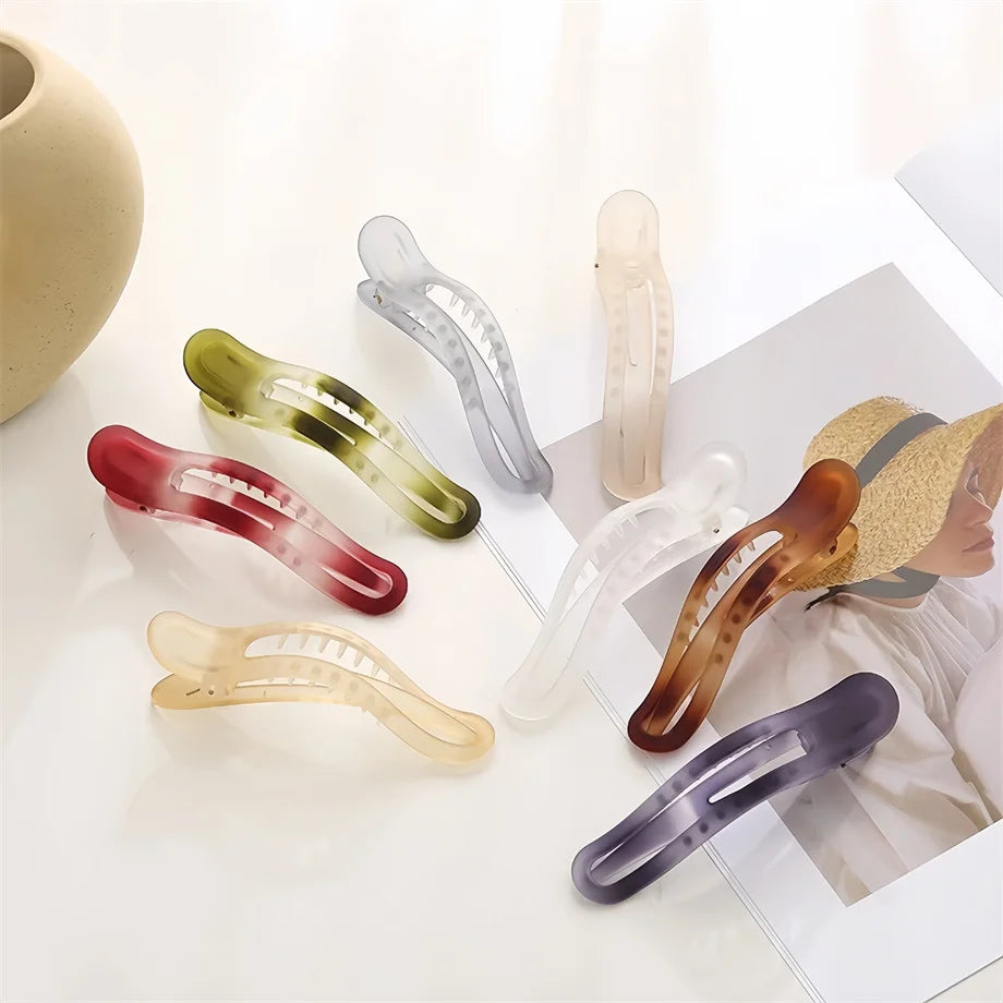 New Acrylic Matte Duckbill Hair Claws Barrettes Bow Solid Color Hair Clips Hair Acces lifestyle view