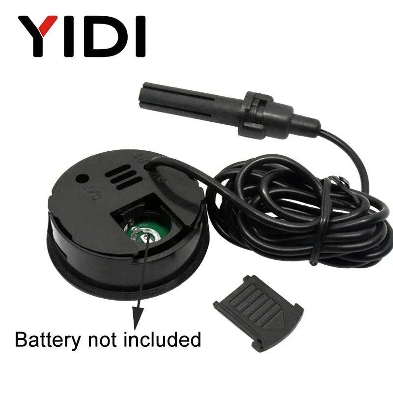 Mini LCD Digital Thermometer Hygrometer | Dual Probe Temperature Humidity Monitor close-up view