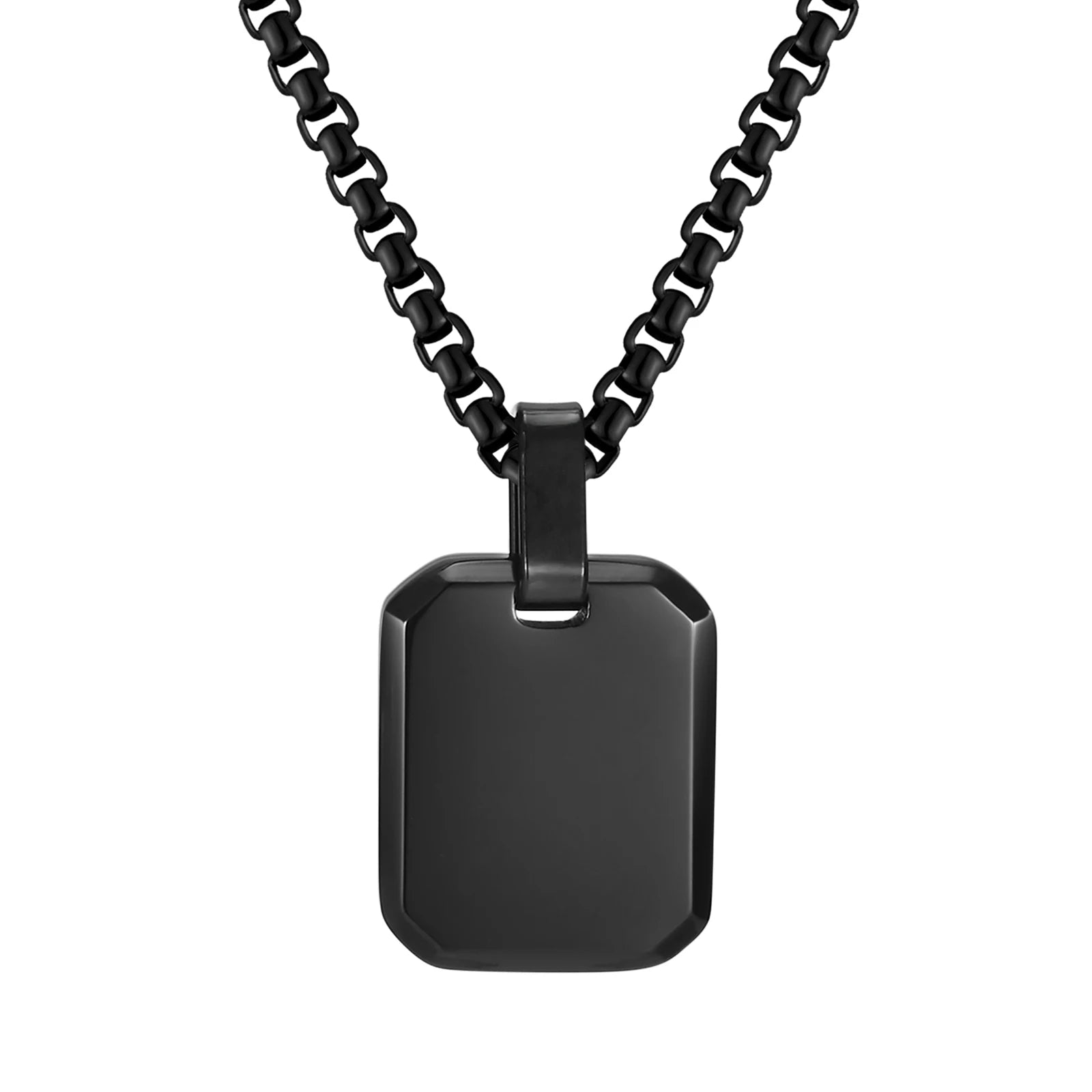 Engrave Square Necklace Personalized Tag ID Pendant, Stainless Steel Gold Plated Jewe alternate view
